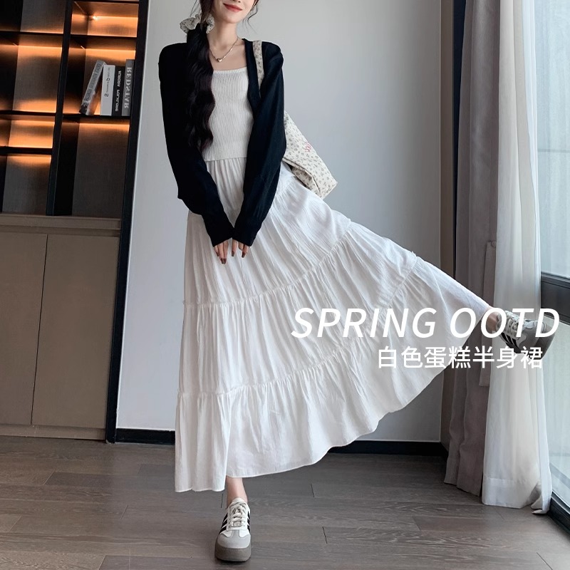 粉色半身裙女夏薄款2025新款法式温柔风高腰显瘦A字裙蓬蓬蛋糕裙
