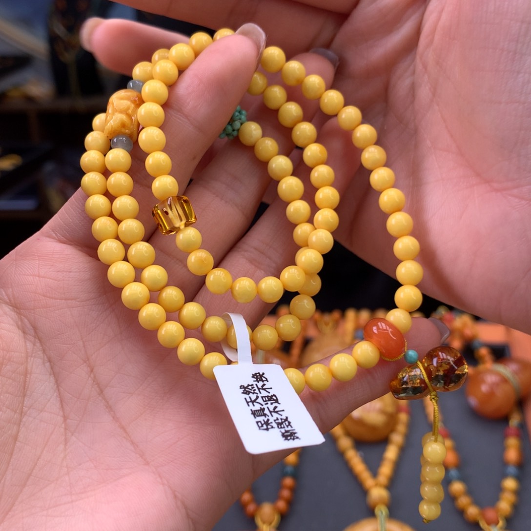 蜜蜡手串未镶嵌天然