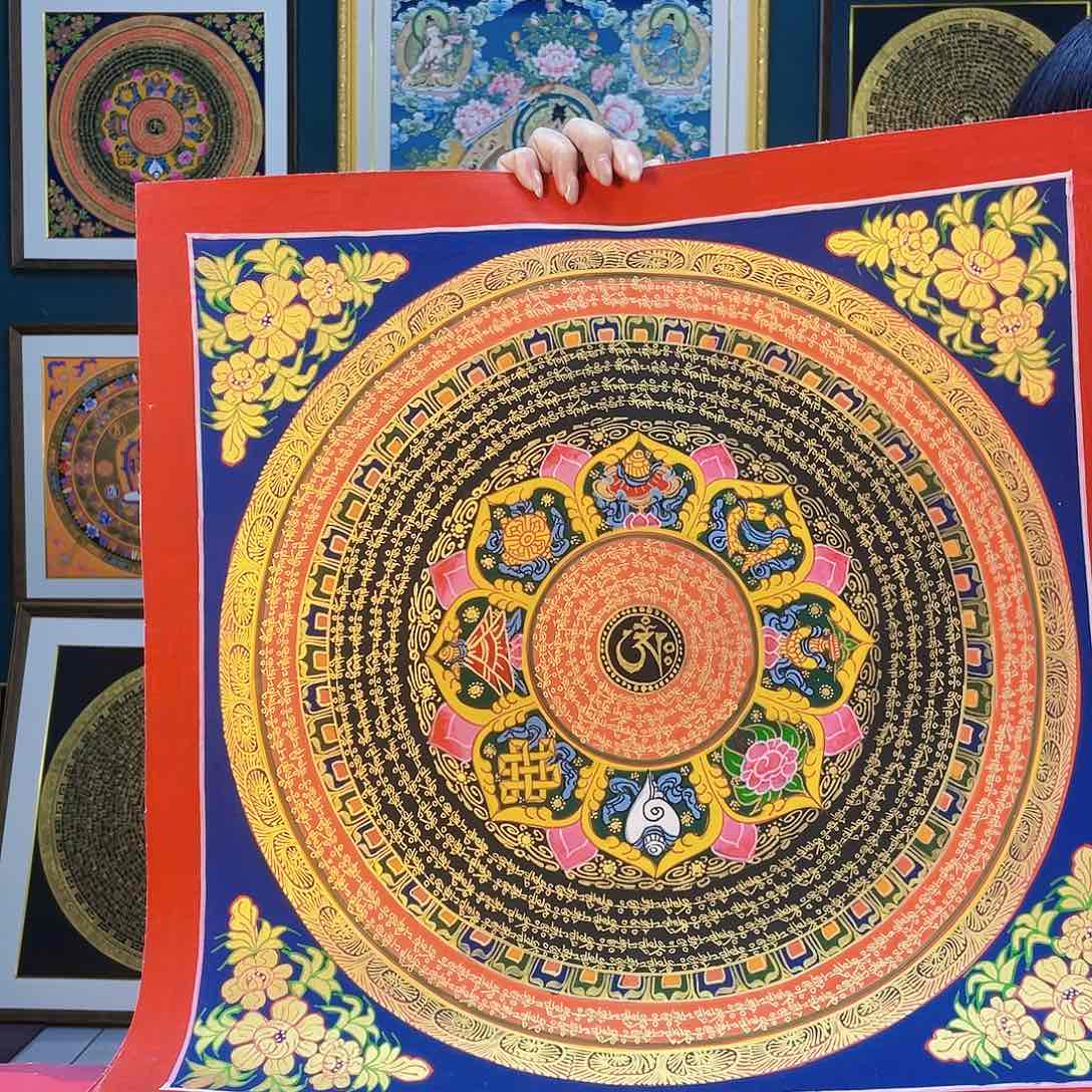 卷轴画手绘唐卡50厘米坛城六字