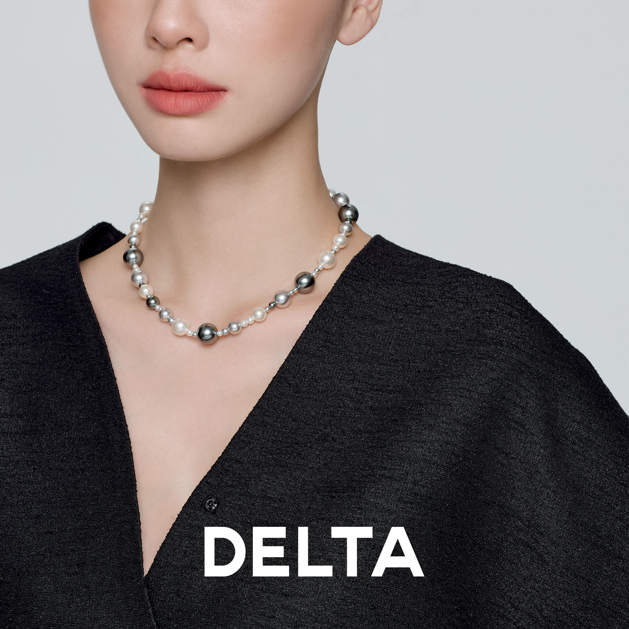 DELTA 坠链均925银仿珍珠 设计师原创黑白珍珠项链女轻奢/双11