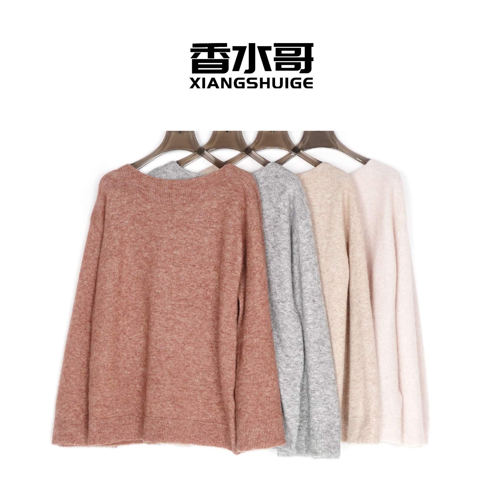 2025冬季女新款羊毛衫休闲百搭宽松显瘦保暖套头喇叭袖一字肩毛衣