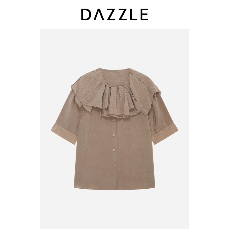 DAZZLE 地素小上衣夏季深卡其色休闲小上衣2H2D335