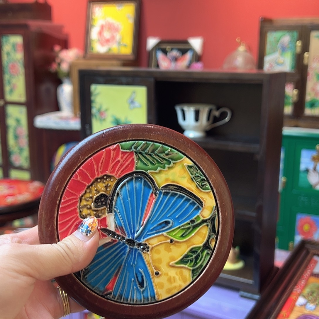 ****琉璃手工艺品福子杯垫好看的