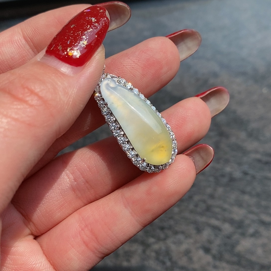 翡翠颈饰银S925镶嵌用****2天然翡翠