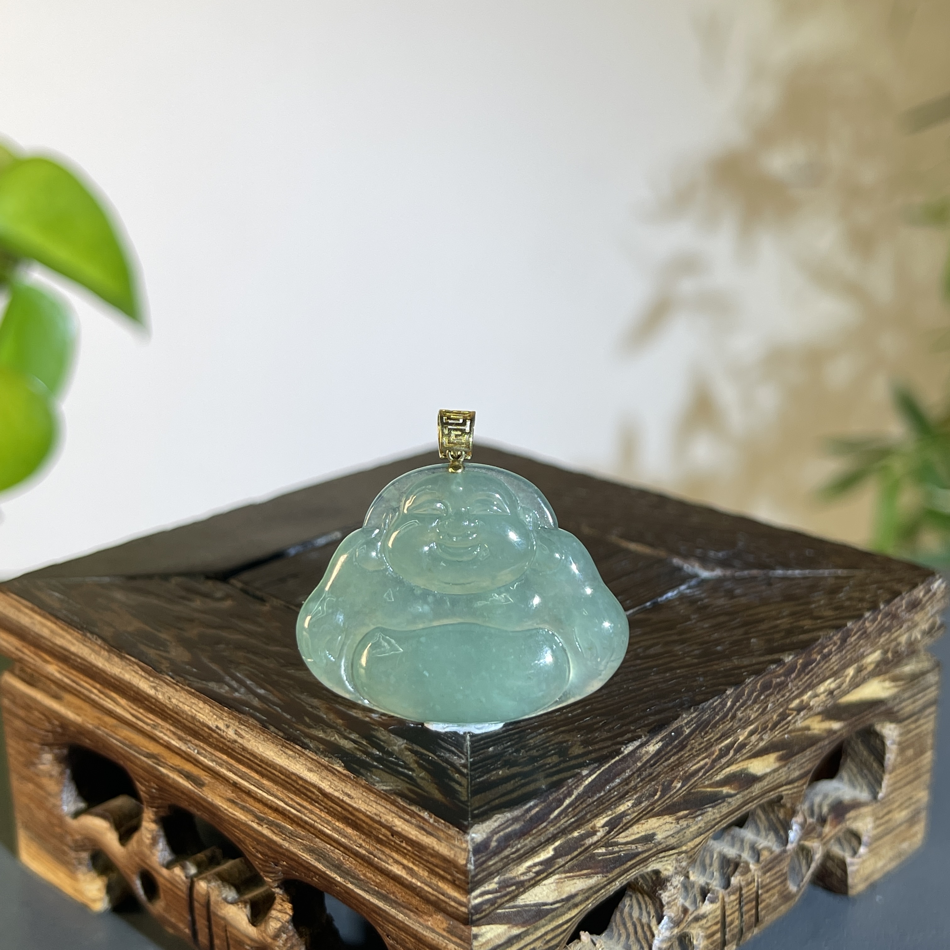 JTA15-79 天然缅甸A货翡翠  18K扣头佛公