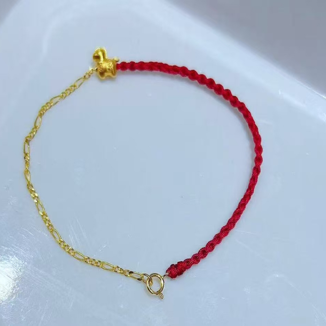 18k金红绳手链zx
