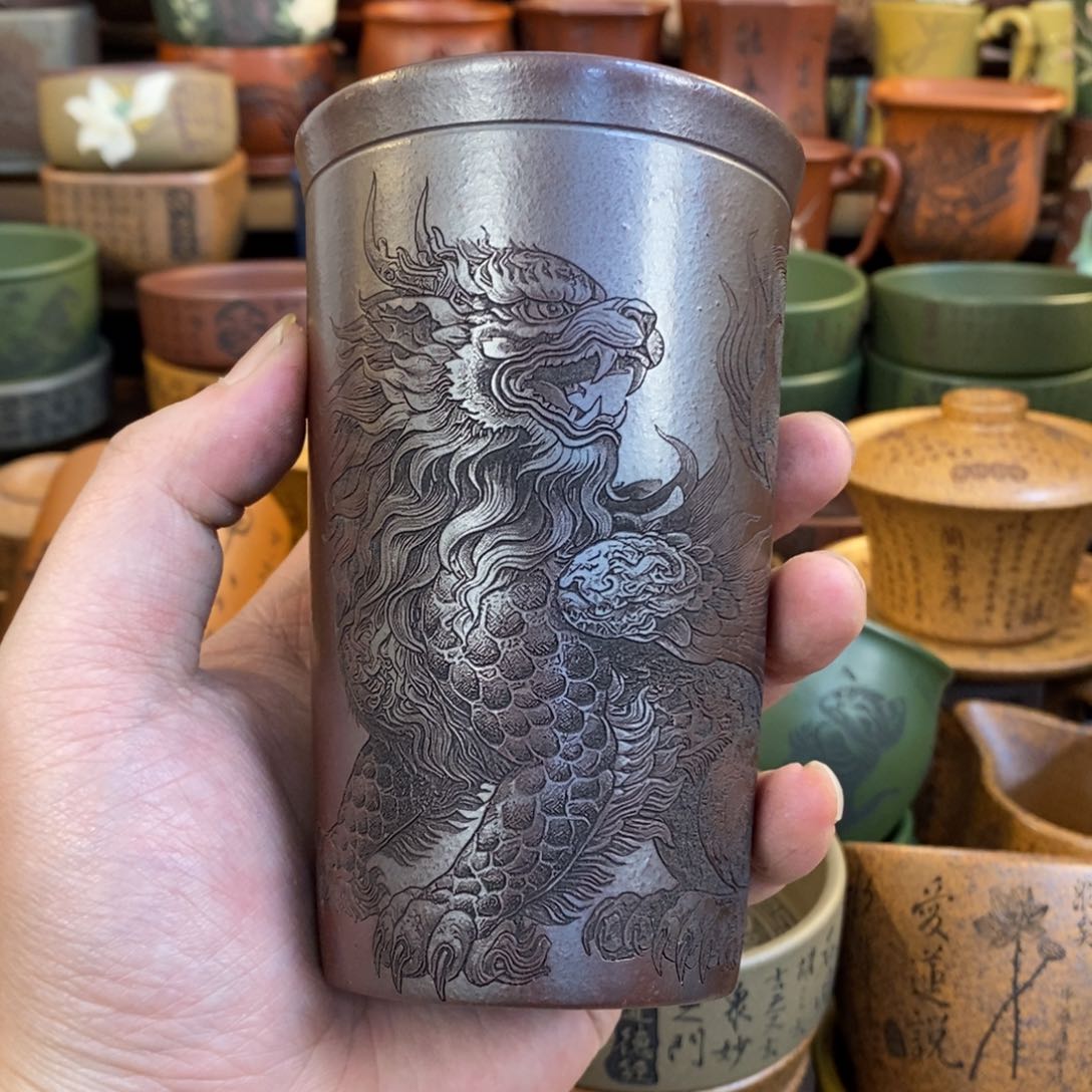 紫砂杯子宜兴全手工紫砂杯