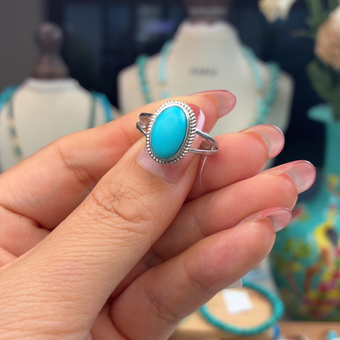 绿松石银S925镶嵌戒指