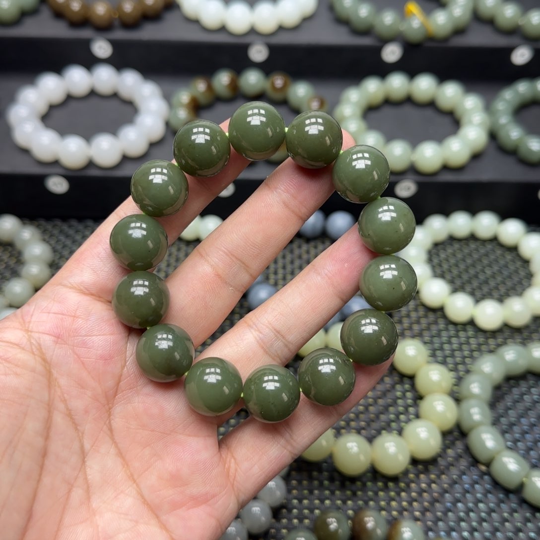 和田玉手链未镶嵌青黄口