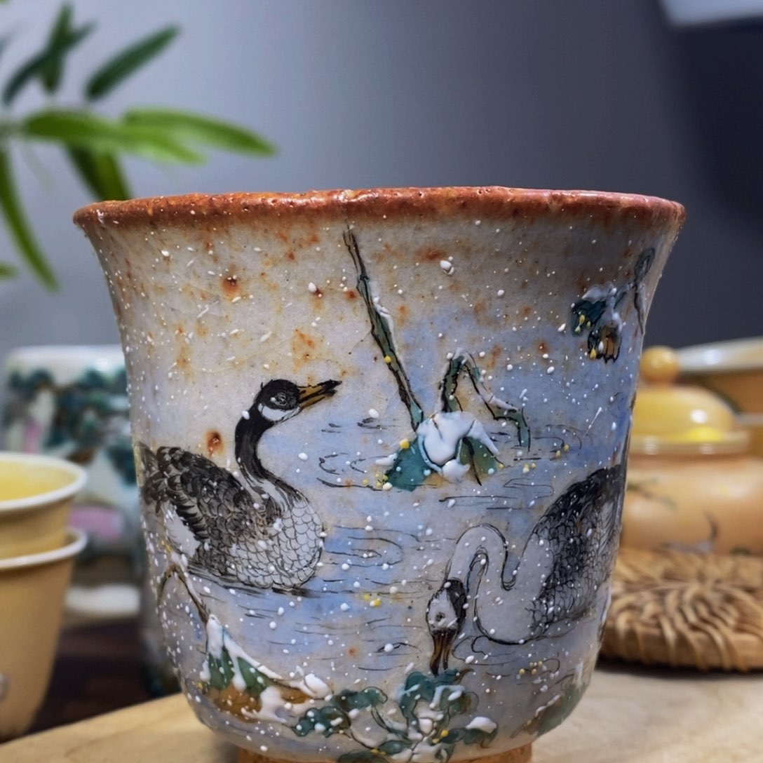 匠心窑柴烧手绘大雁