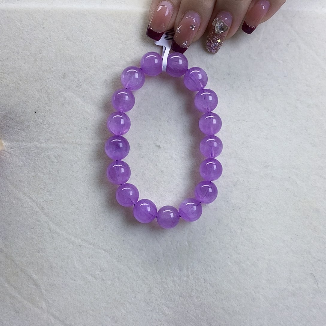 锂辉石紫锂辉高冰收藏级顶配手串11+未镶嵌