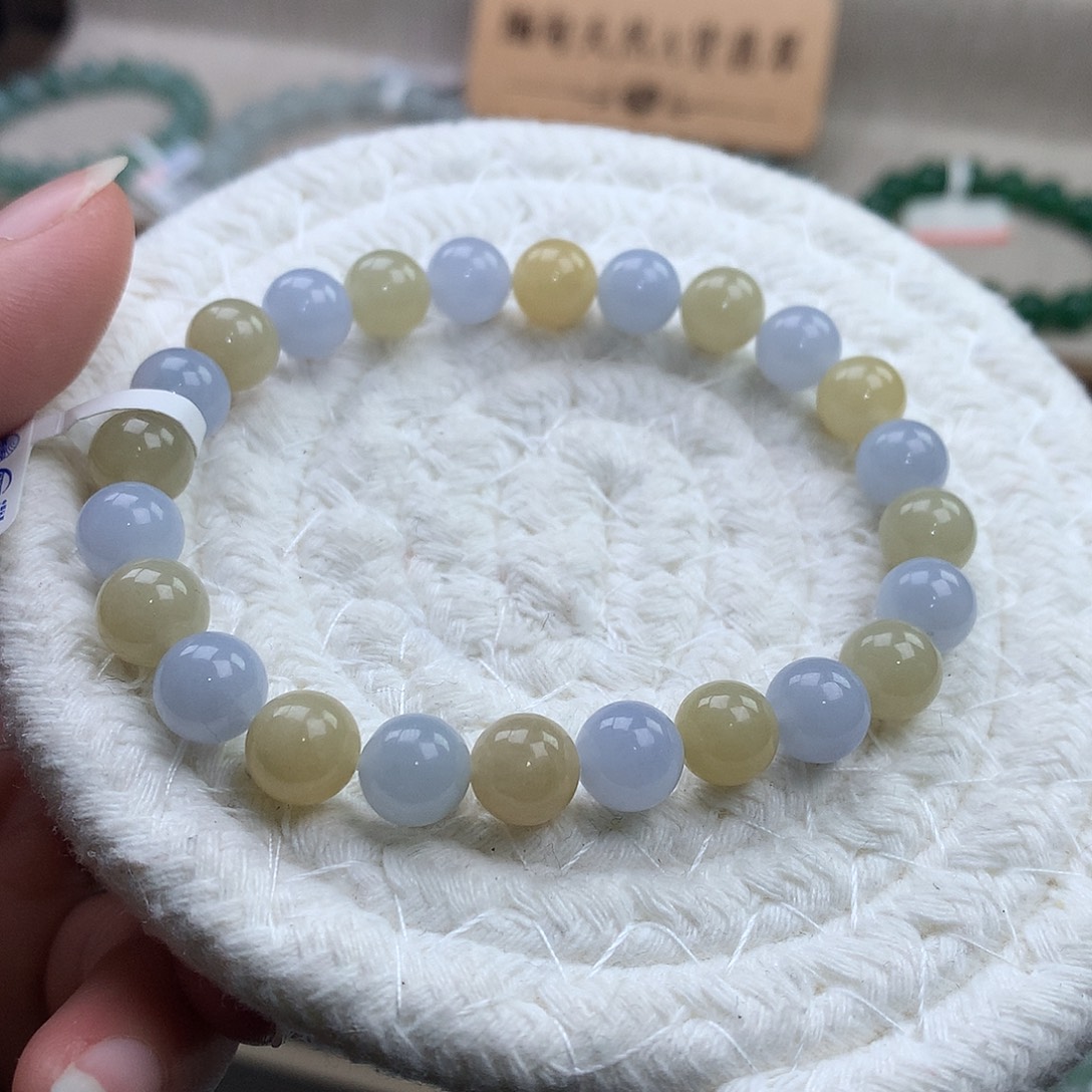 翡翠未镶嵌手链胶润紫+黄翡，无瑕，福利