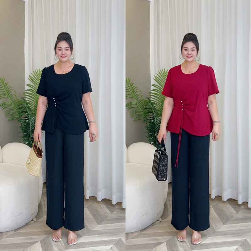 【上新仅上衣】梅姐新款夏时尚显瘦气质设计感大码上衣MJ9416