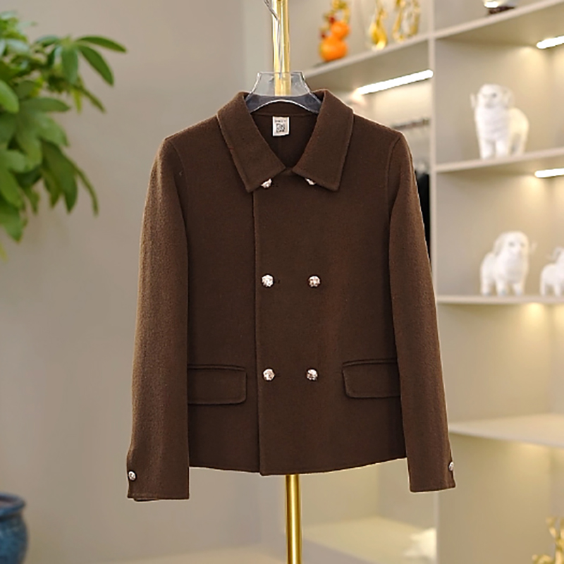 【欧蔓依】OMYB9977纯手缝100%羊毛翻领双排扣女秋冬外套