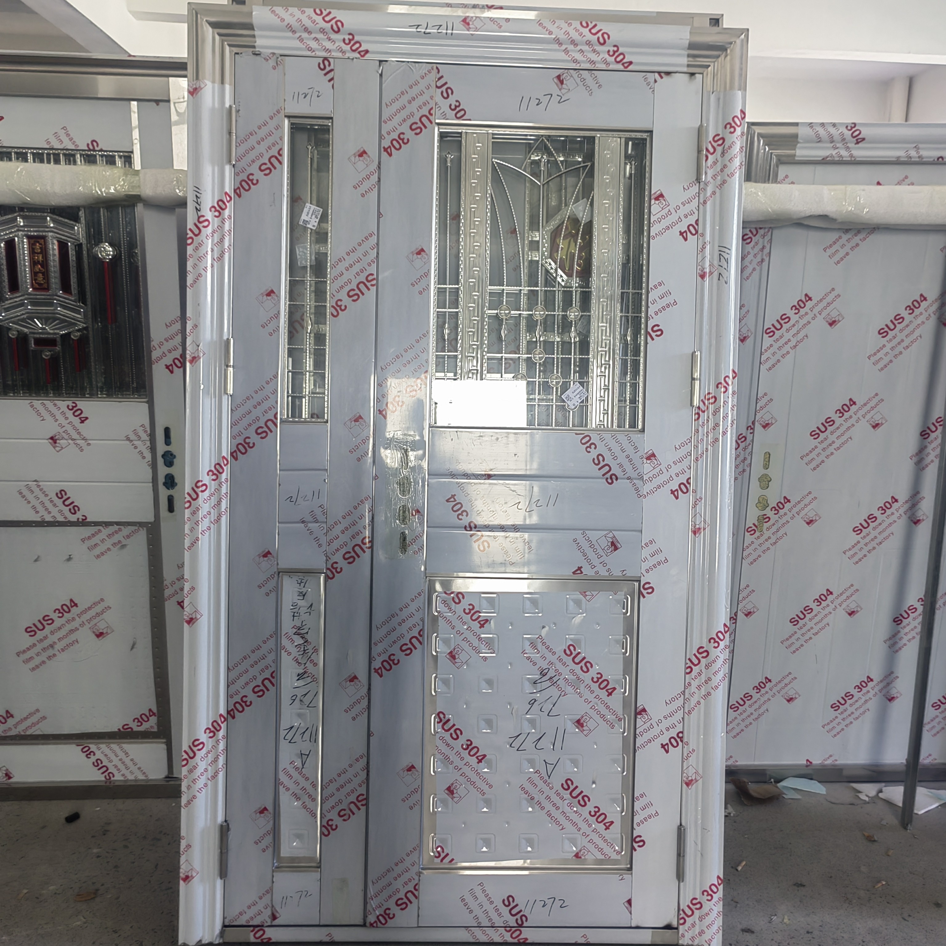 304不锈钢带亮窗单门加厚入户防盗门家用农村自建房大门子母门