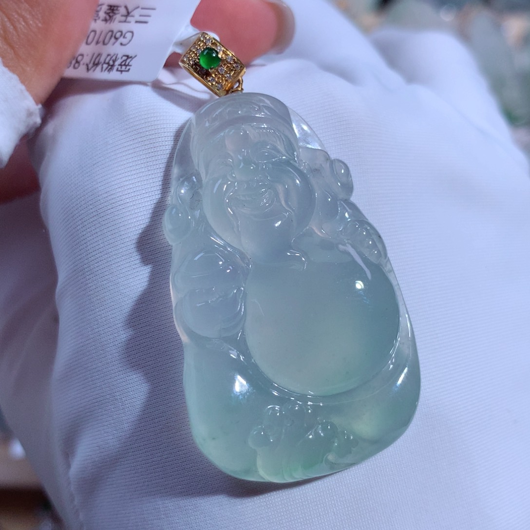 翡翠吊坠(不含链)18K金镶嵌财财