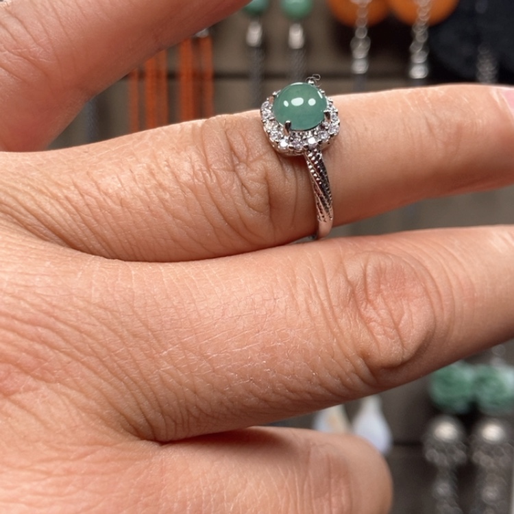 【闪购商品】翡翠耳饰银S925镶嵌戒指