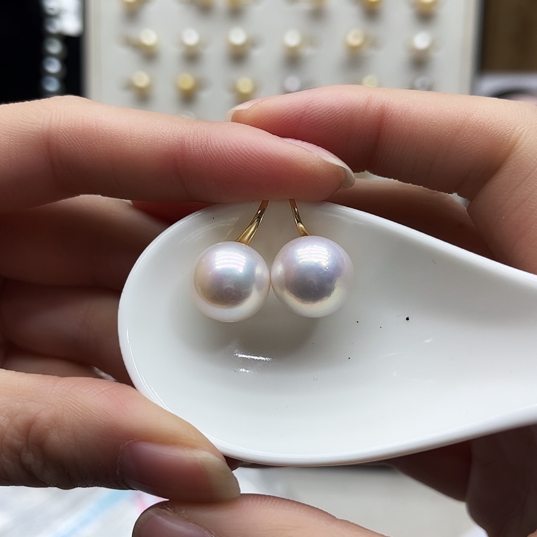 耳饰银S925镶嵌淡水珍珠