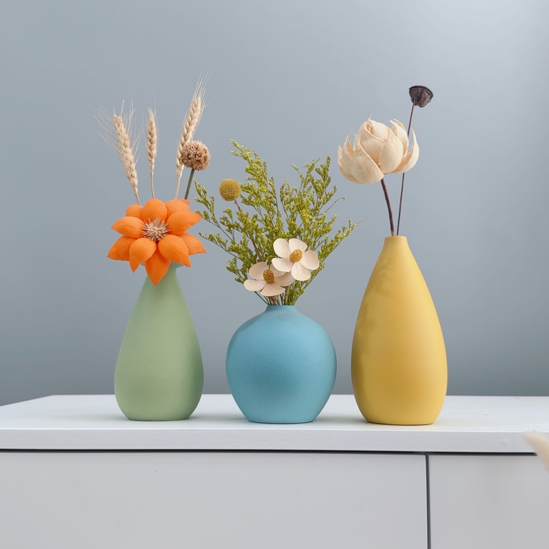 摆件陶瓷花瓶摆件含花总高约20-30cm