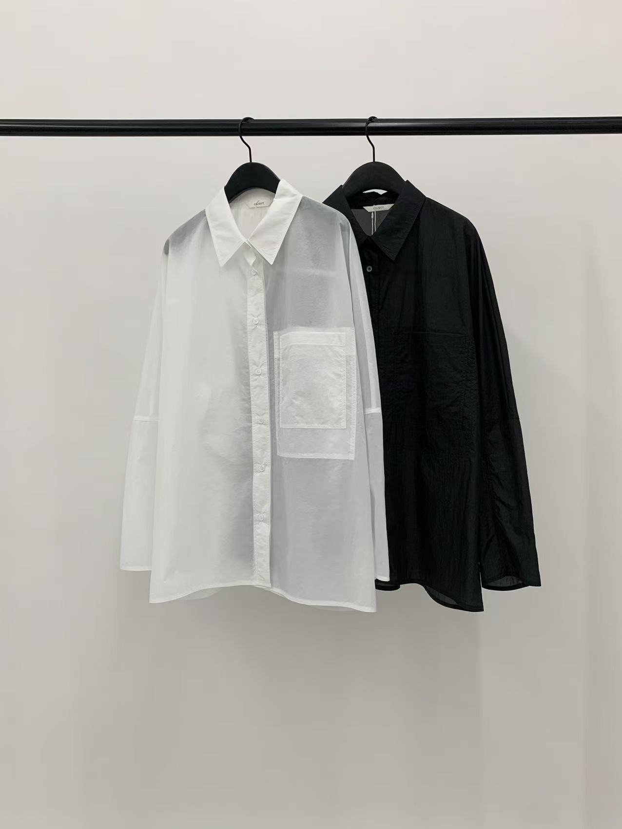 喜喜家东大门OBJECT深色白色衬衫