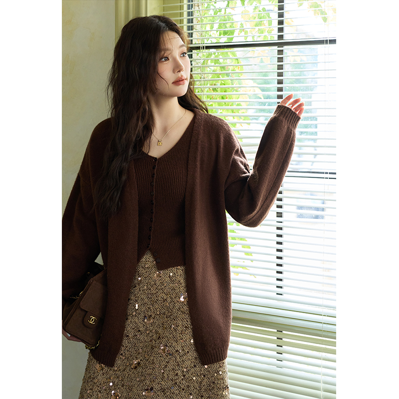 橘子-针织开衫背心两件套WPWGN00124高腰半裙WPWGN0133秋冬