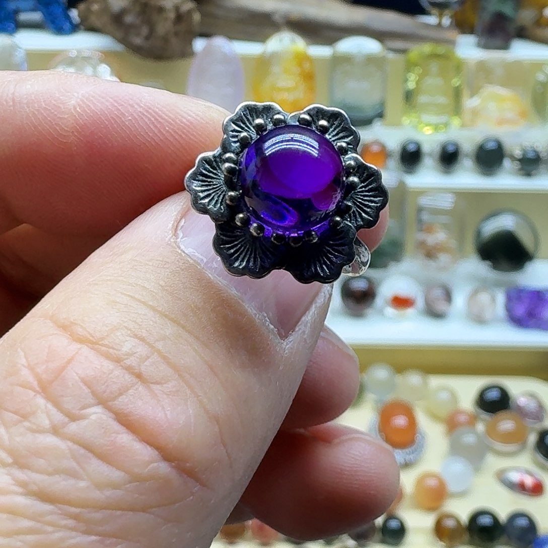 水晶戒指银S925镶嵌戒指