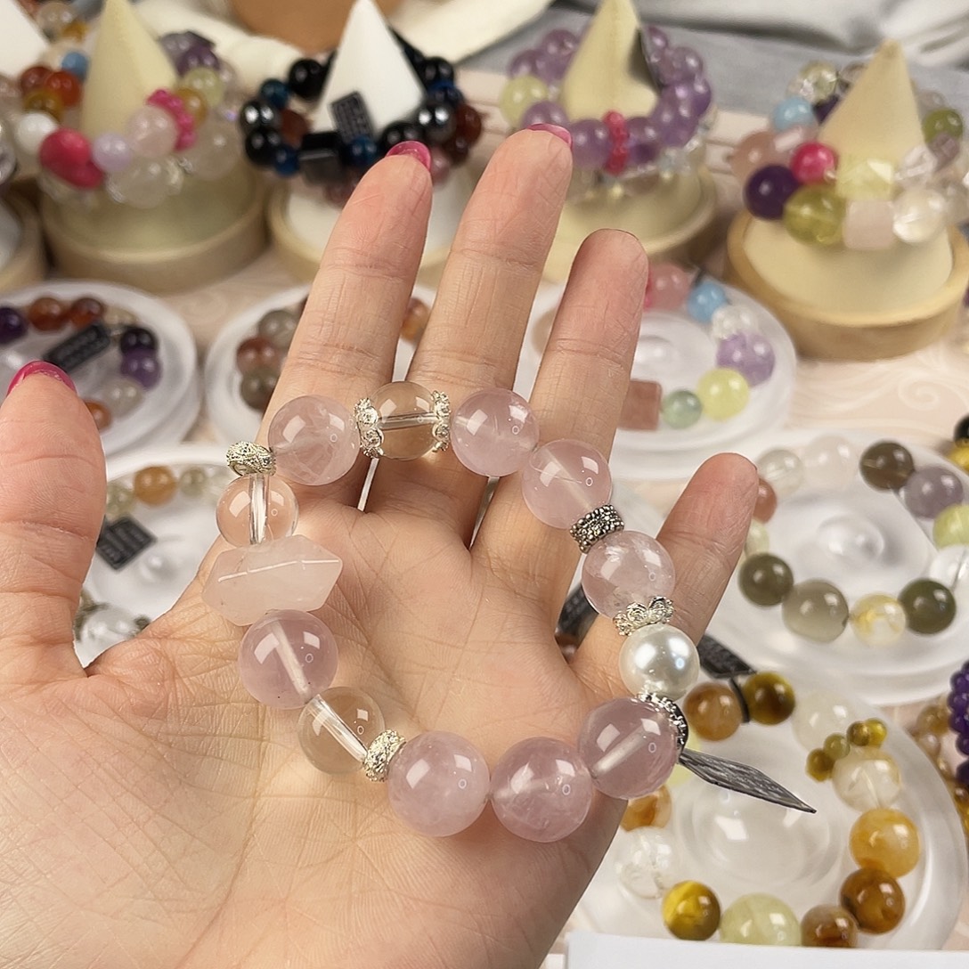 银S925镶嵌手链烟晶