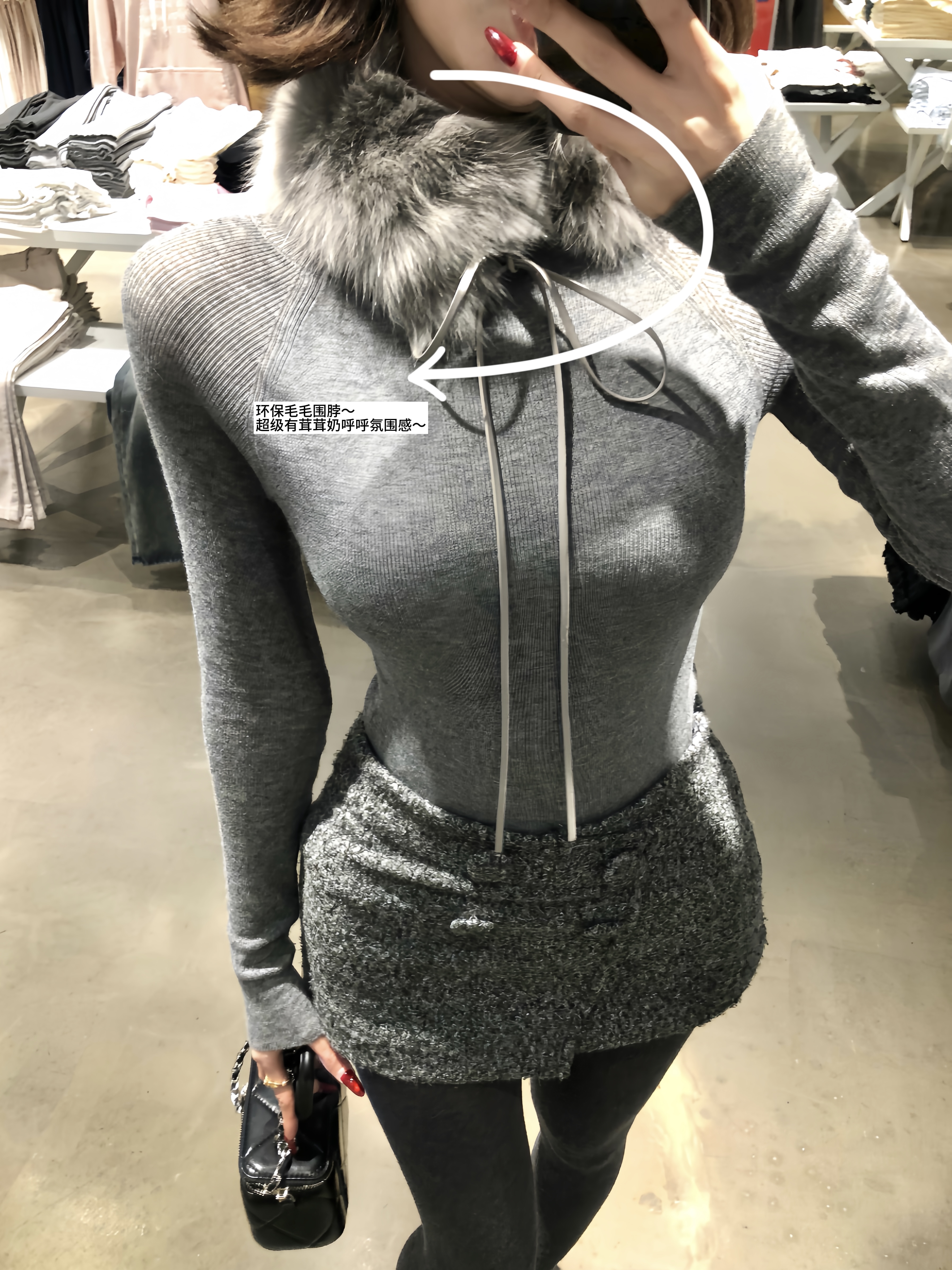 YUGEZHANG灰色百搭围脖女冬