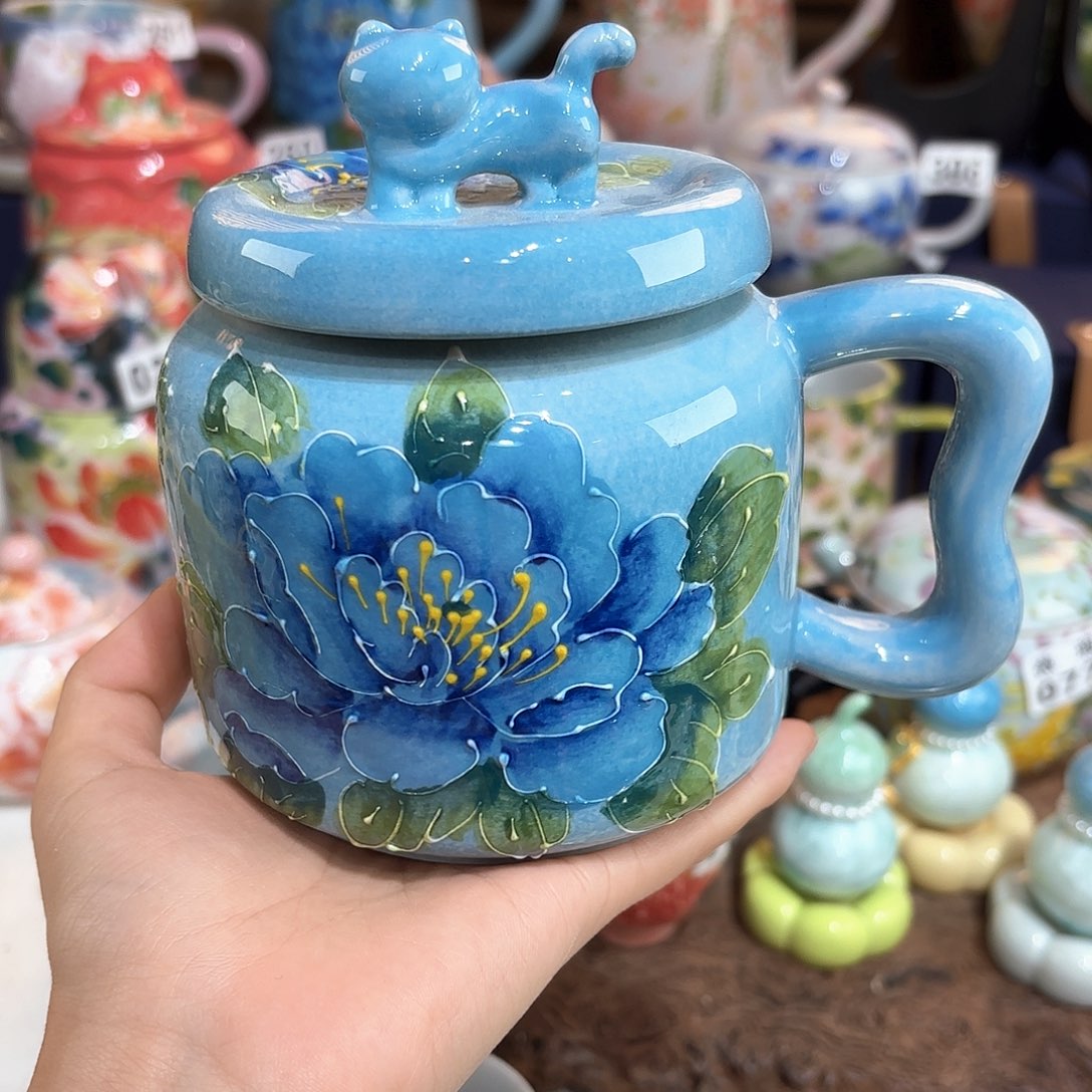 景德镇手绘高温釉下彩陶瓷茶具