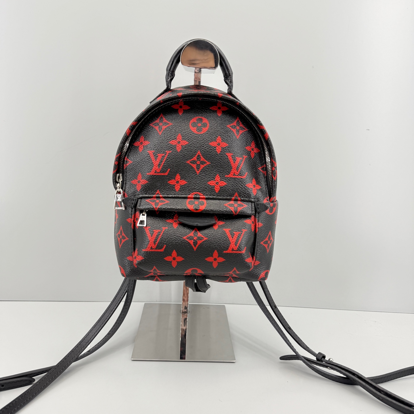 95新 LouisVuitton/路易威登 优选/红黑老花mini双肩包 17x22x8 