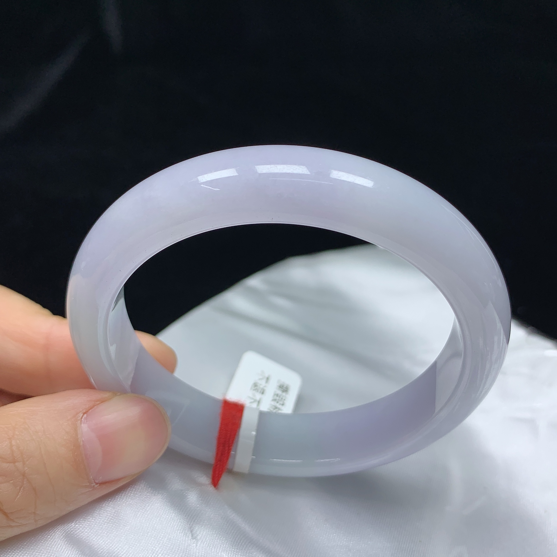 57圈春彩天然翡翠A货正圈手镯少女款时尚百搭平安镯玉镯无裂