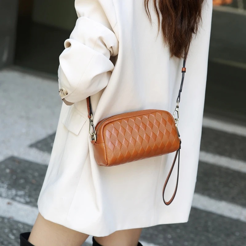 2025新款手拎零钱包头层牛皮手机包时尚单肩斜挎小包女士百搭