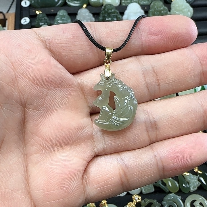 和田玉吊坠(不含链)银S925镶嵌