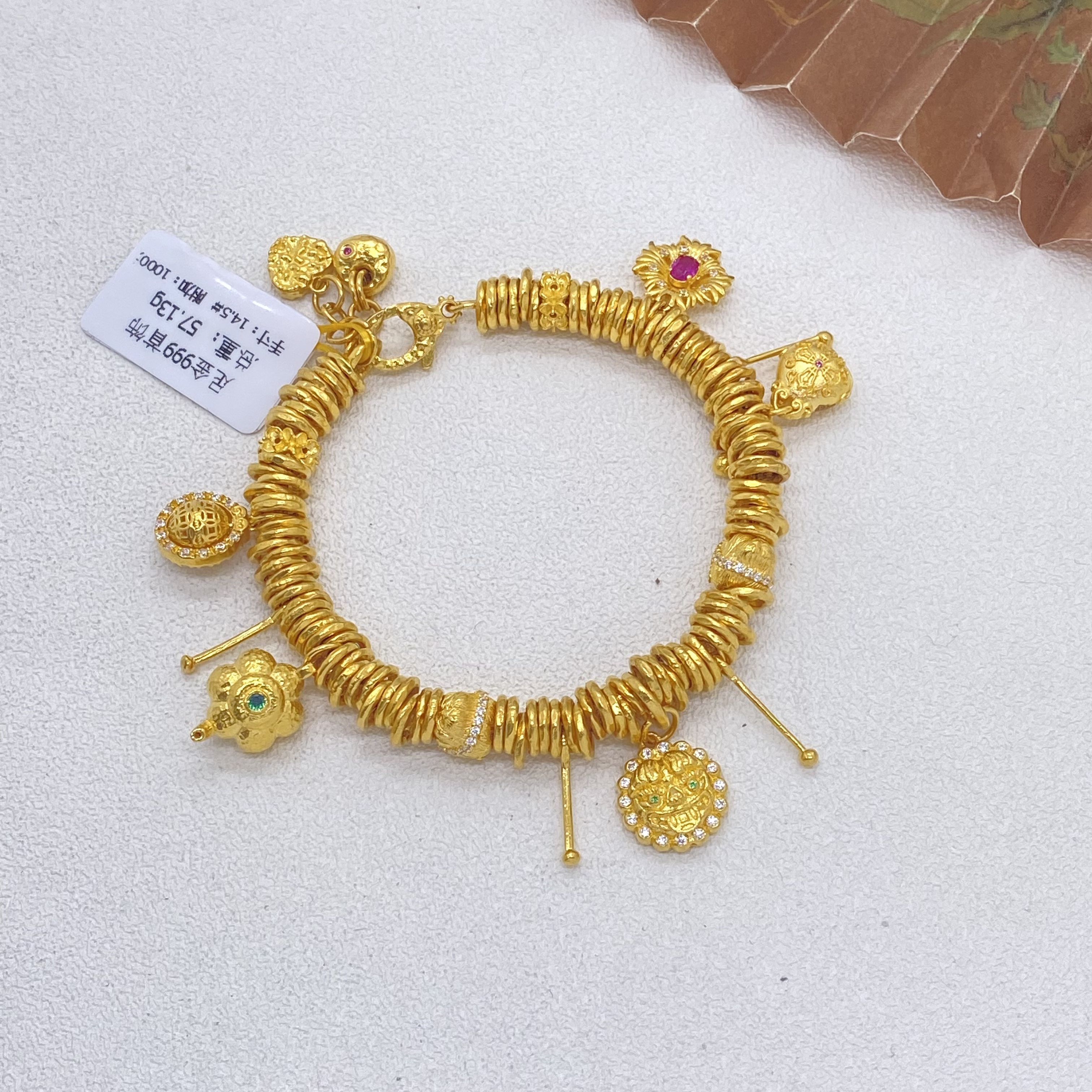 足金999手工盘缠 卡6 14.5CM 57.13 点钻吞金兽