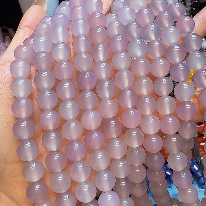 玛瑙/玉髓未镶嵌珠宝半成品10mm紫罗兰玛瑙一条