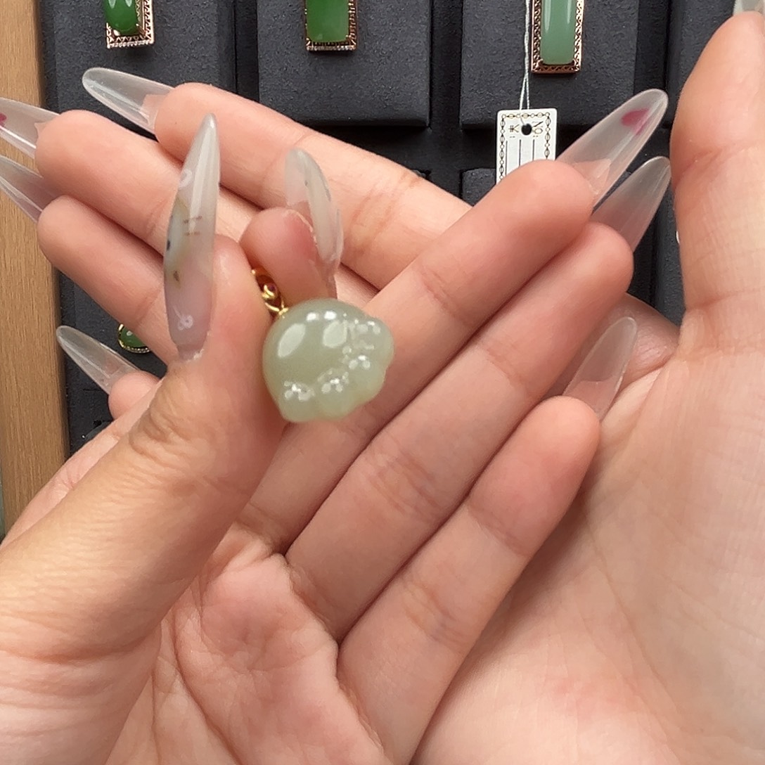 和田玉颈饰银S925镀金镶嵌