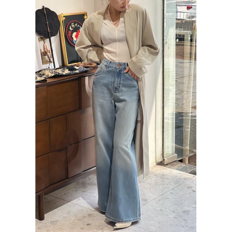 【豆豆精选】巴黎系列-磨毛简约大牌阔腿裤牛仔裤