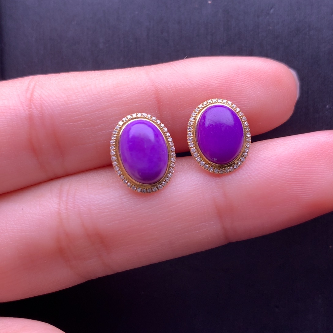 苏纪石（舒俱来）耳坠18K金镶嵌