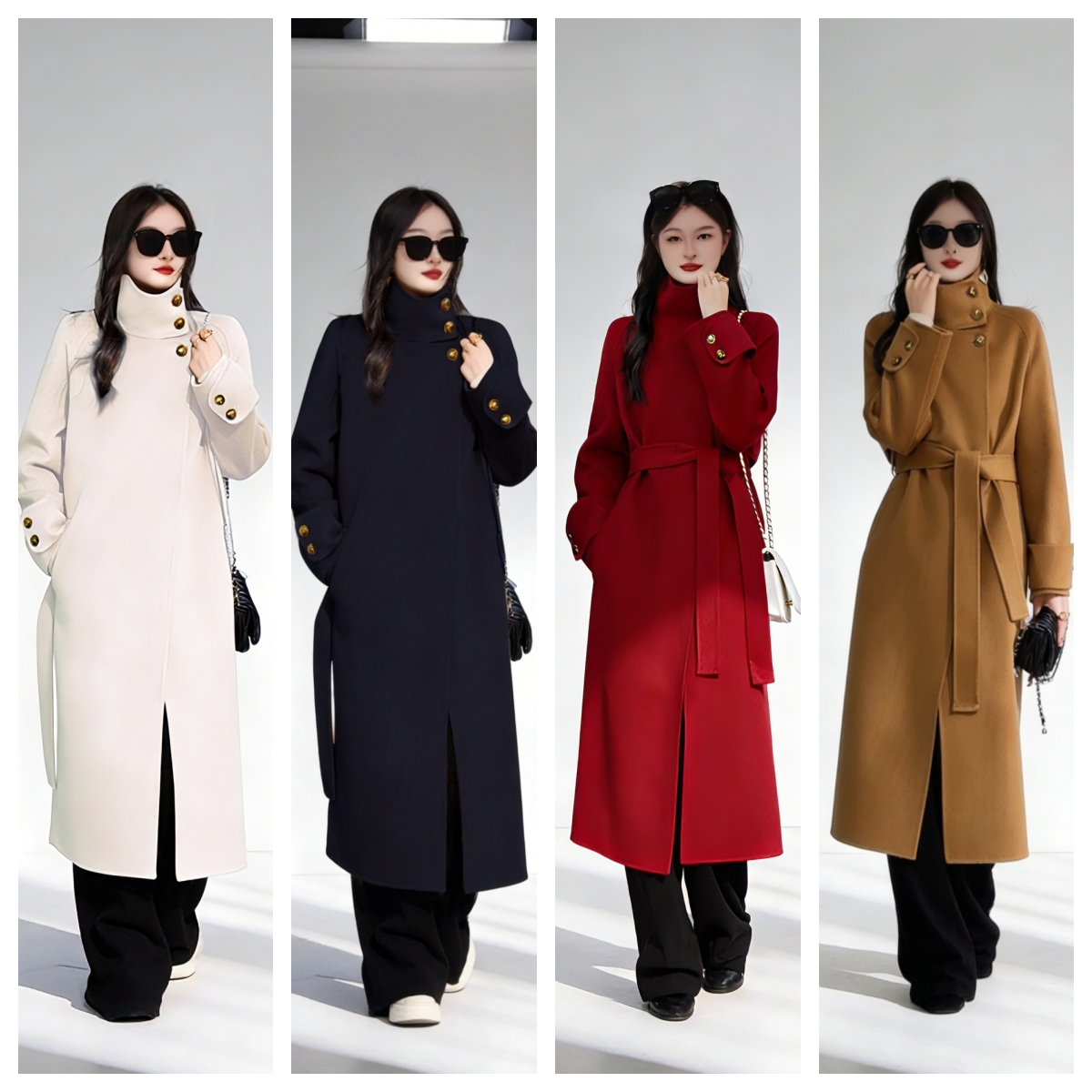 【罗马假日】100%羊毛大衣宽松毛呢外套温莎风女式长款显瘦轻奢气质