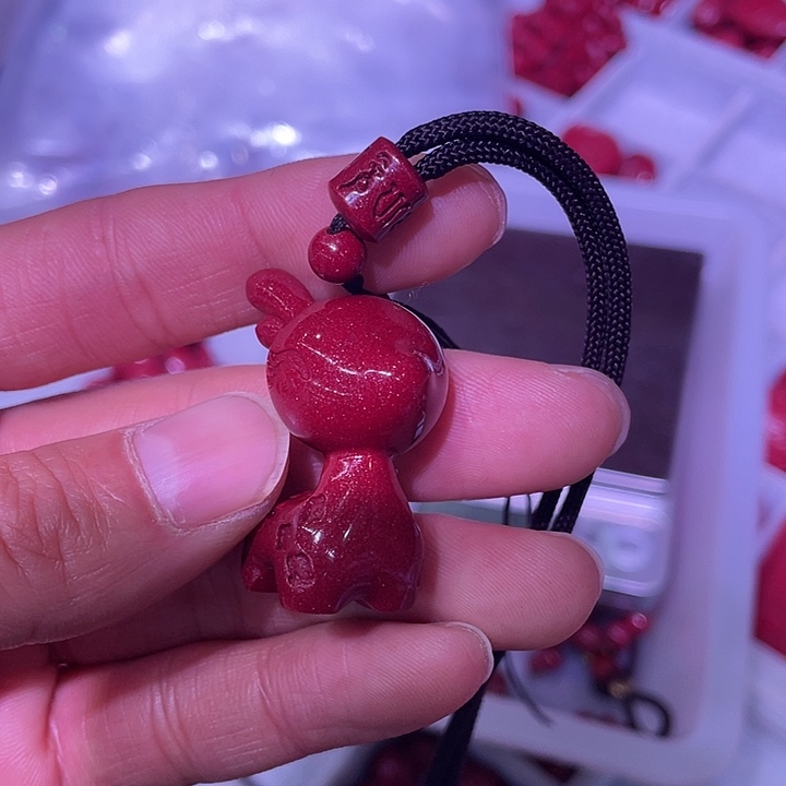 天然辰砂紫金砂小鹿吊坠