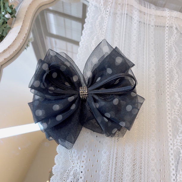 W602韩系设计精致百搭春夏仙女蝴蝶结纱糖香蕉夹发圈