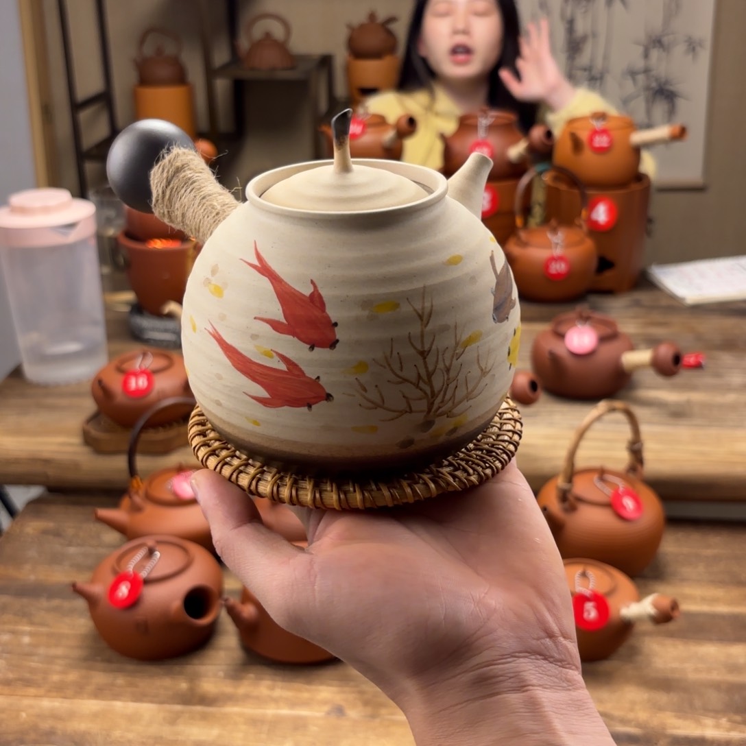 煮水煮茶甘甜 潮州砂铫壶 搭藤垫