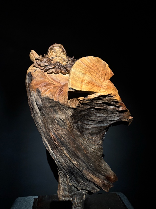 木根雕纯手工摆件〔钟馗•笔落惊魑•香樟木〕风化古木七分天成整木雕