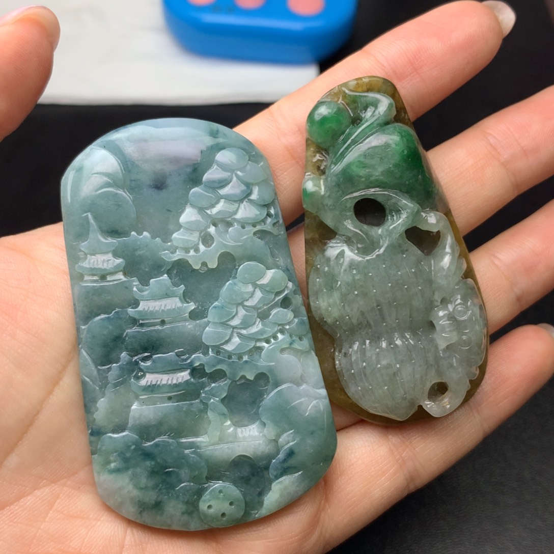 老***人翡翠未镶嵌颈饰翡翠首饰未镶嵌吊坠