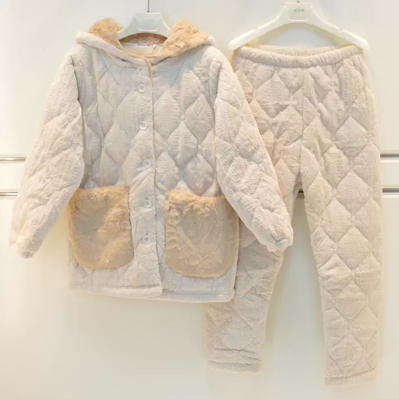 精雅品牌睡衣女士秋冬夹棉家居服8482188