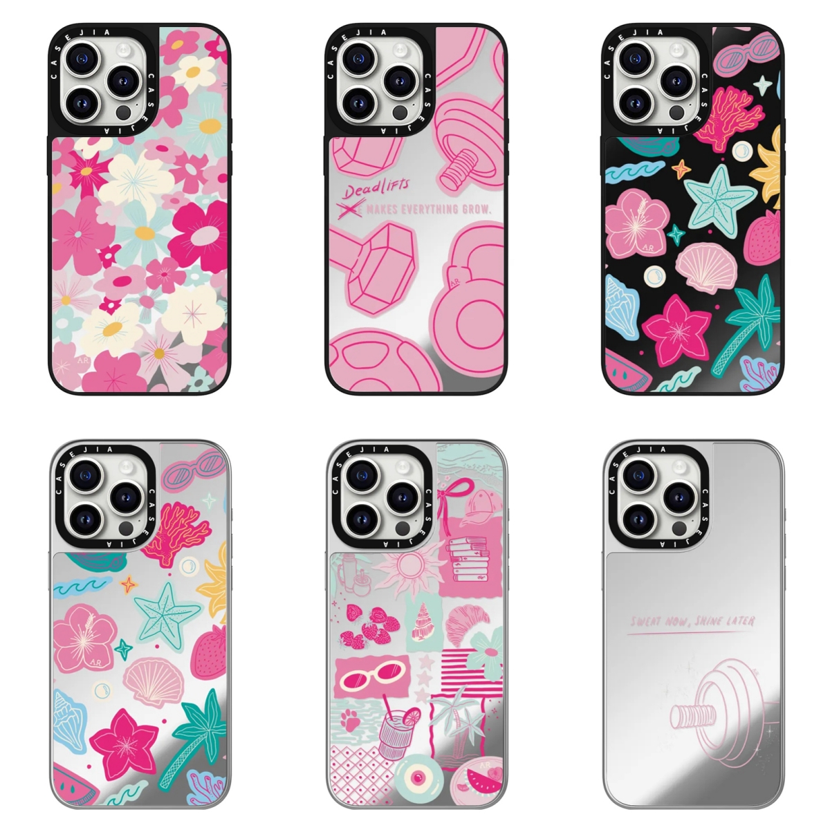 C家联名彩色花朵潮牌镜面17pro适用iPhone16苹果15/14/13手机壳12
