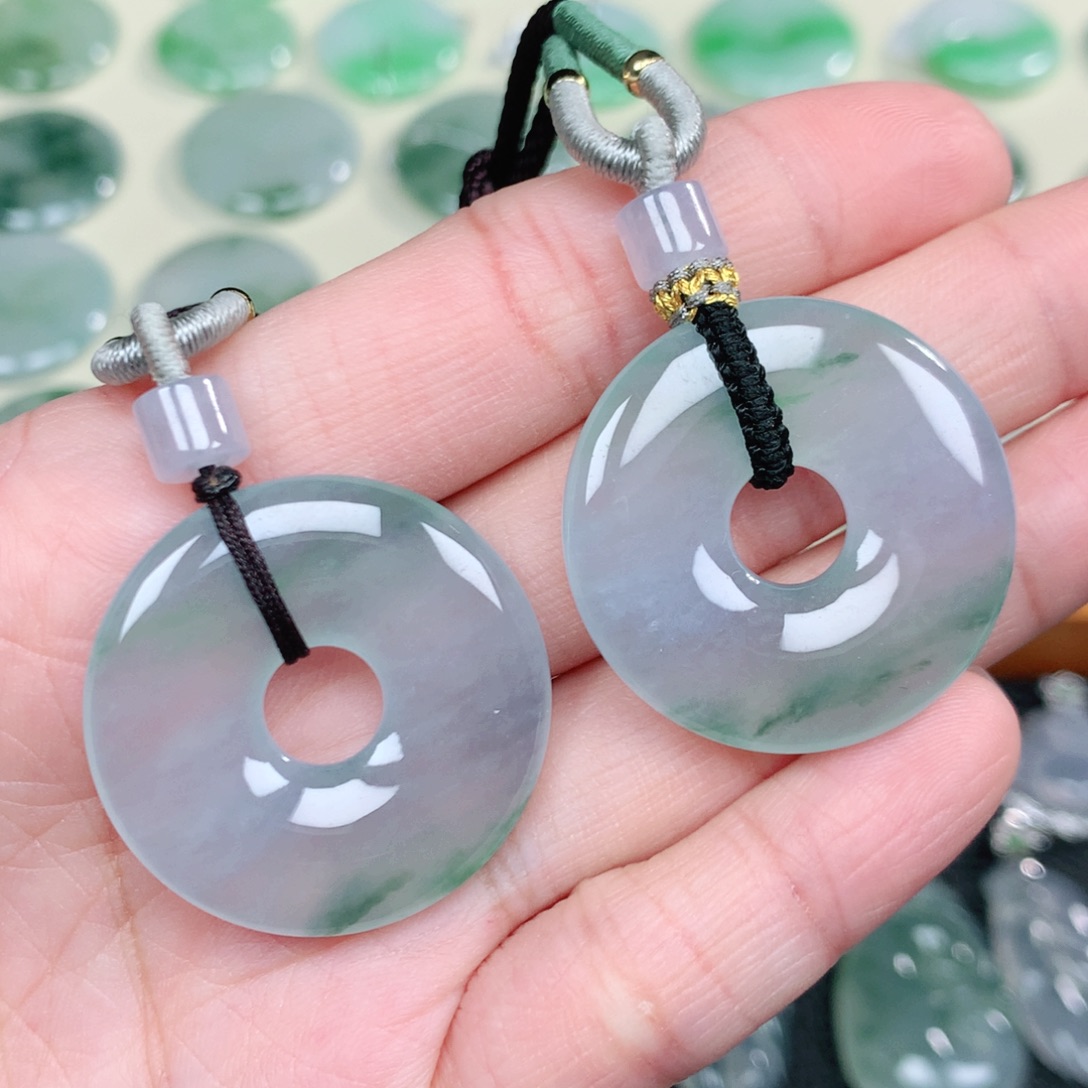 翡翠未镶嵌吊坠(不含链)平安环一对