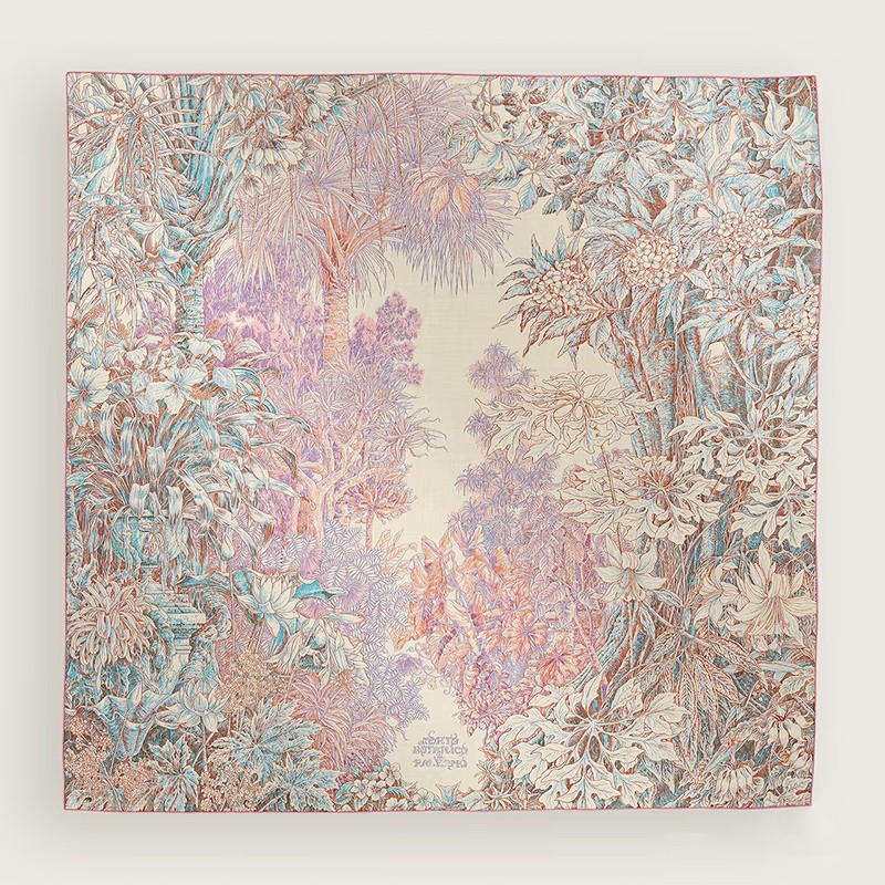 「巴勒莫植物园」105cm丝毛保暖围巾秋冬女新款披肩真丝羊毛方巾