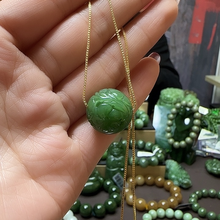 和田玉（碧玉）单珠未镶嵌