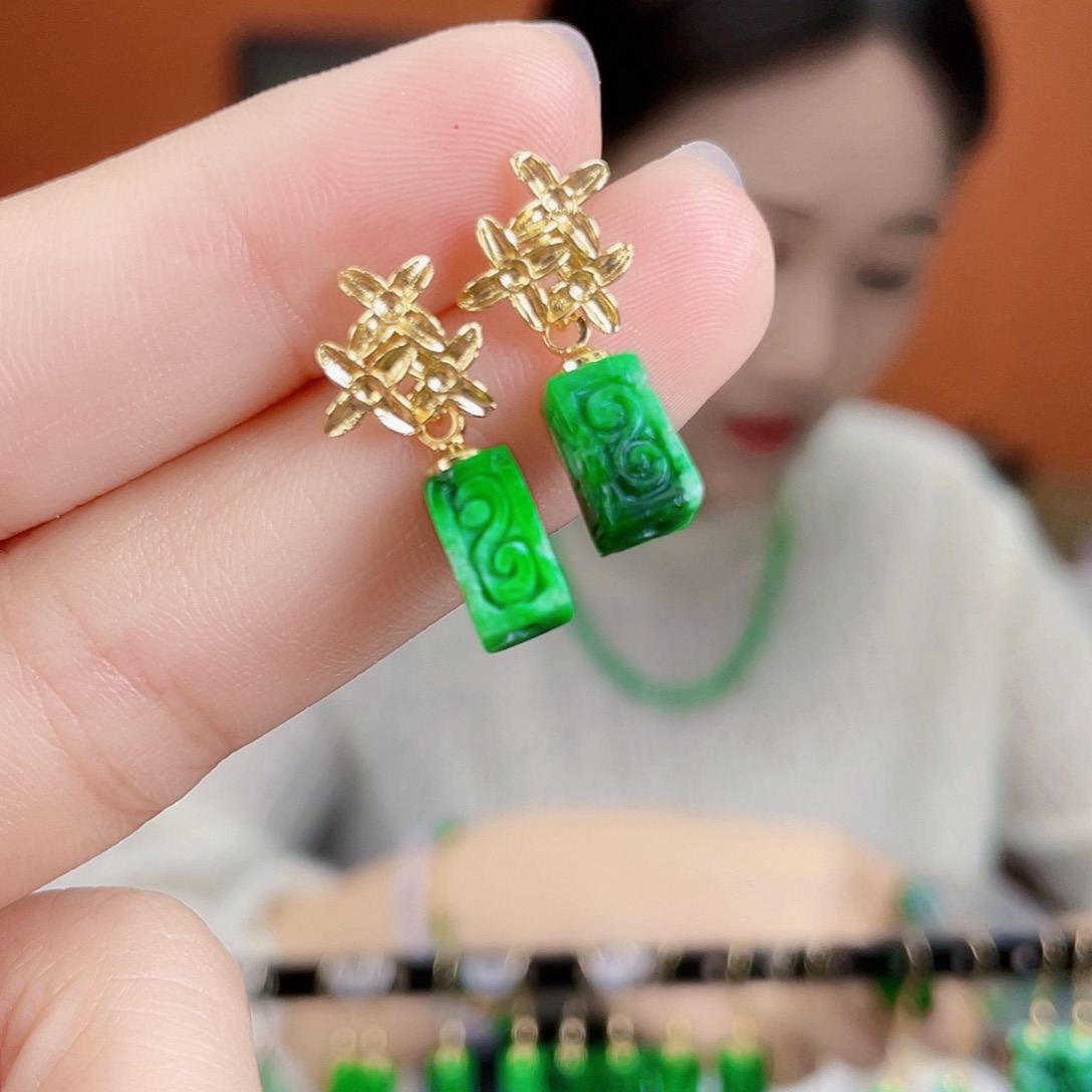 翡翠未镶嵌耳饰饰品